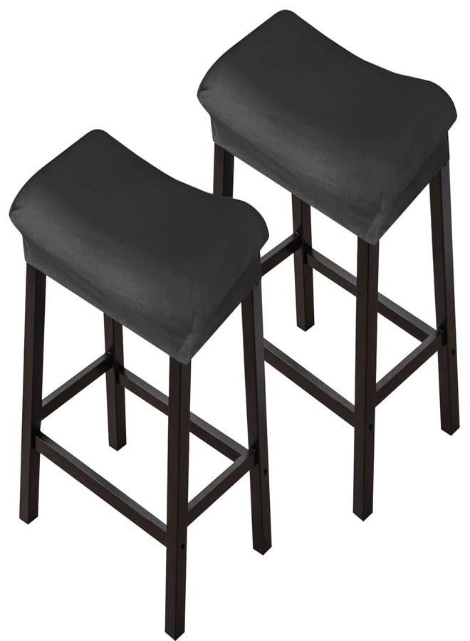 Levoberg Bar Stool Cover Rectangle Velvet Stretch Counter Height Barstool Slipcovers Rectangular Kitchen Counter Saddle Stool Cover Vanity Stool Cover for Wooden Metal Bench 2 PCAK - Image 1